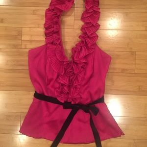 WHITE HOUSE BLACK MARKET FUSCIA SZ8 HALTER TOP
